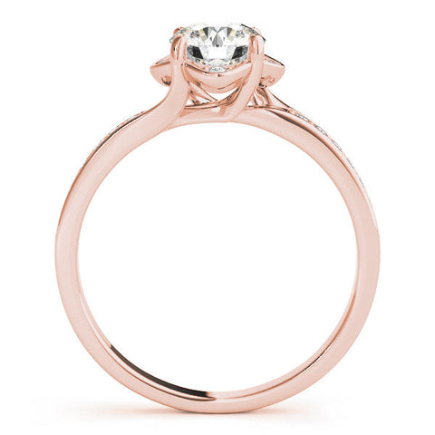 Rose gold Round Cut Diamond Halo Pave Band Cushion Prong Ring