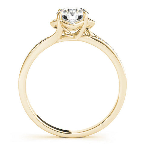 Yellow gold Round Cut Diamond Halo Pave Band Cushion Prong Ring