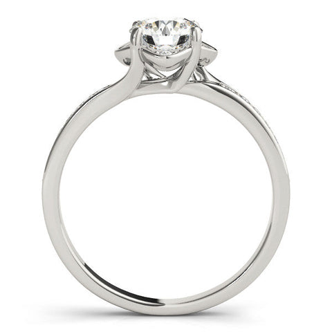 White gold Round Cut Diamond Halo Pave Band Cushion Prong Ring