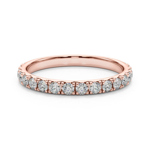 Rose gold Round Cut Diamond Eternity Band with Shared Prong Setting