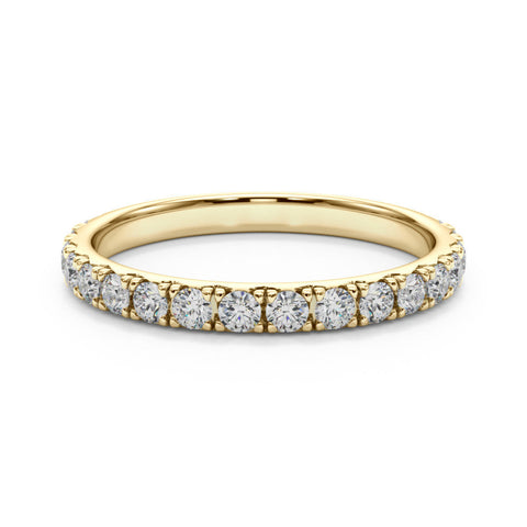 Yellow gold Round Cut Diamond Eternity Band with Shared Prong Setting