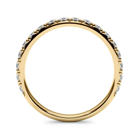 Yellow gold Round Cut Diamond Eternity Band with Shared Prong Setting