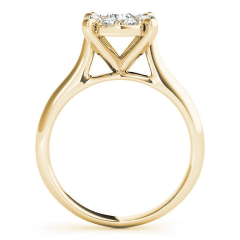Yellow gold Round Diamond Cluster Halo Solitaire with Four-Prong Setting