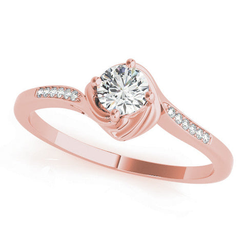 Rose gold Heart Solitaire Twist Band with Channel-Set Diamonds and Four-Prong Setting