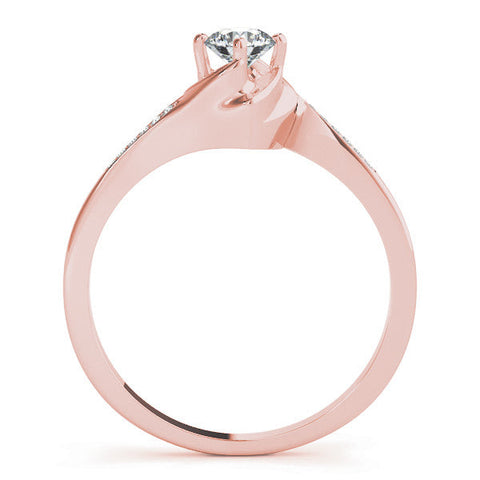 Rose gold Pear Solitaire Twist Band with Channel-Set Diamonds and Four-Prong Setting