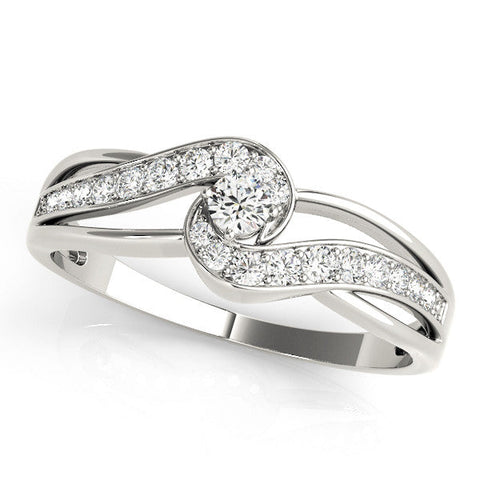 Platinum Round Diamond Twist Band with Pavé Setting