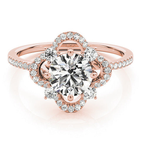 Rose gold Round Halo Diamond Infinity Twist Pavé Band Ring with Four-Prong Setting