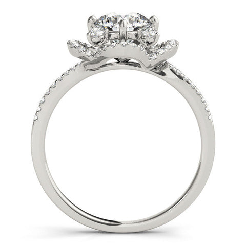 Platinum Round Halo Diamond Infinity Twist Pavé Band Ring with Four-Prong Setting