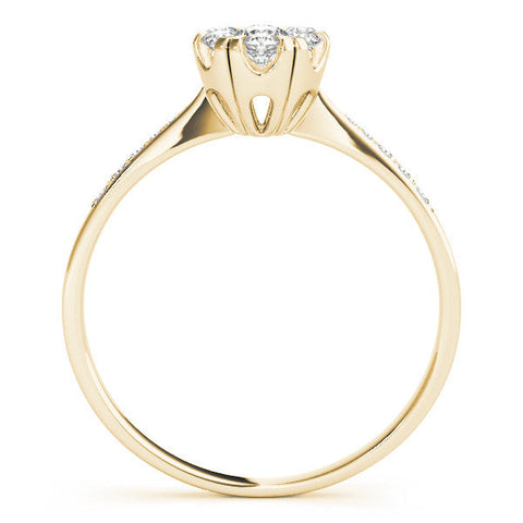 Yellow gold Cluster Oval Diamond Pavé Band Flower Prong Setting Ring
