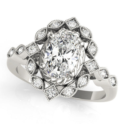 Platinum Halo Oval Diamond Milgrain Infinity Band with Four-Prong Setting