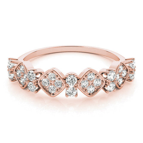 Rose gold Pave Cushion Diamond Cluster Eternity Band with Prong Setting