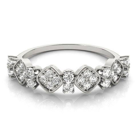 White gold Pave Cushion Diamond Cluster Eternity Band with Prong Setting