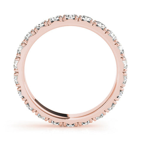 Rose gold Round Diamond Eternity Band with Pavé Setting and Shared Prong
