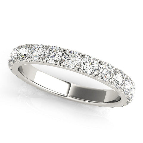Platinum Round Diamond Eternity Band with Pavé Setting and Shared Prong