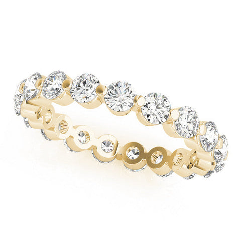 Yellow gold Round Diamond Eternity Band with Scalloped Prong Setting