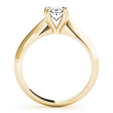 Yellow gold Oval Solitaire Diamond Ring with Four-Prong Setting on a Tapered Band