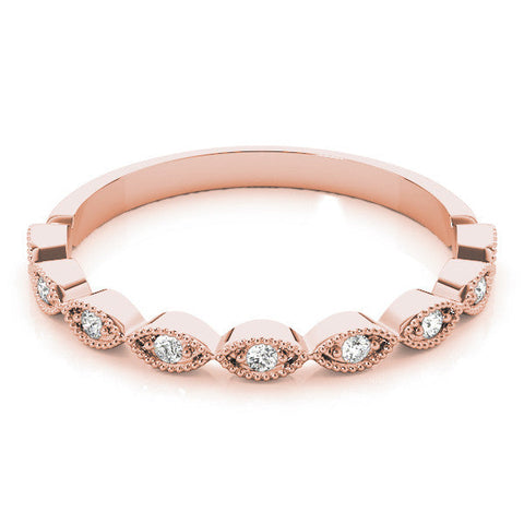 Rose gold Milgrain Marquise Diamond Half-Eternity Band with Bezel Setting