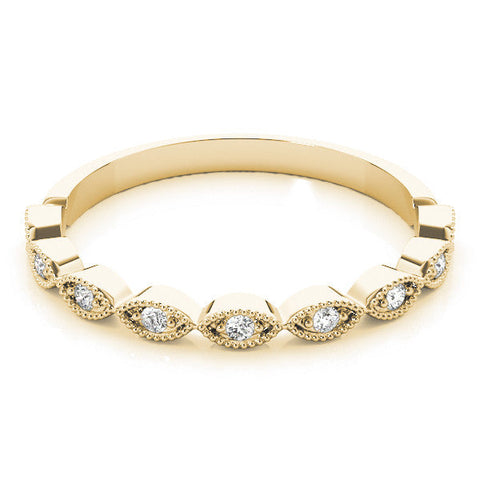 Yellow gold Milgrain Marquise Diamond Half-Eternity Band with Bezel Setting