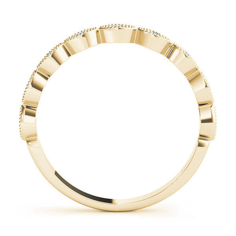 Yellow gold Milgrain Marquise Diamond Half-Eternity Band with Bezel Setting