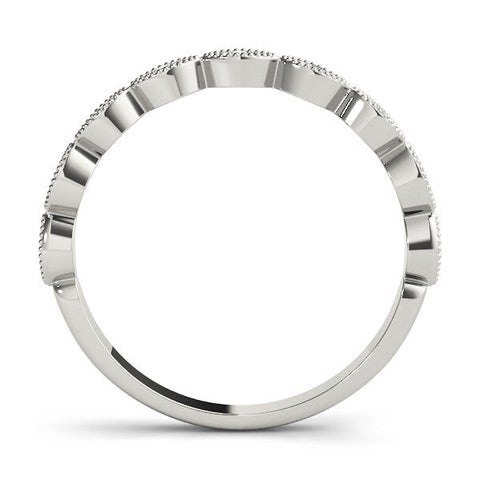 White gold Milgrain Marquise Diamond Half-Eternity Band with Bezel Setting