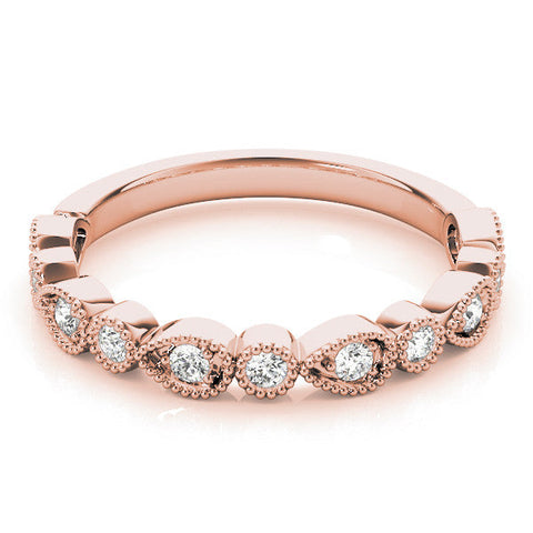 Rose gold Milgrain Bezel Set Pear and Round Diamond Eternity Band