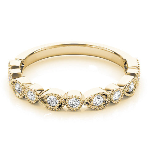 Yellow gold Milgrain Bezel Set Pear and Round Diamond Eternity Band