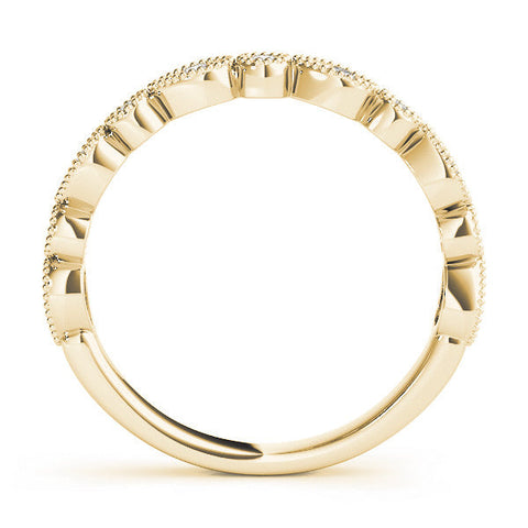 Yellow gold Milgrain Bezel Set Pear and Round Diamond Eternity Band