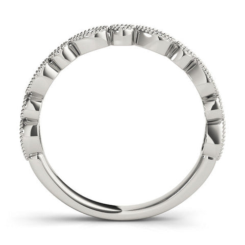 White gold Milgrain Bezel Set Pear and Round Diamond Eternity Band