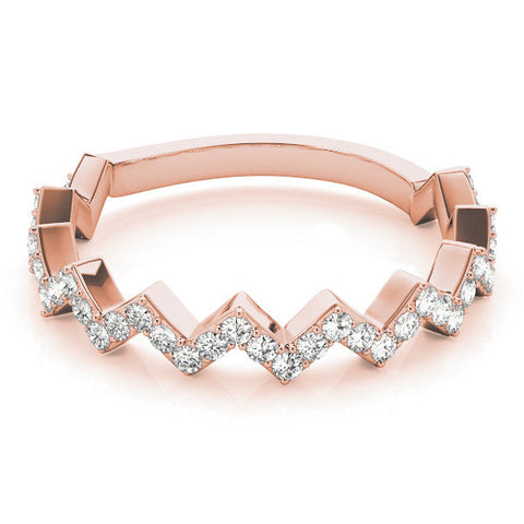Rose gold Zigzag Diamond Pave Round Eternity Band with Prong Setting