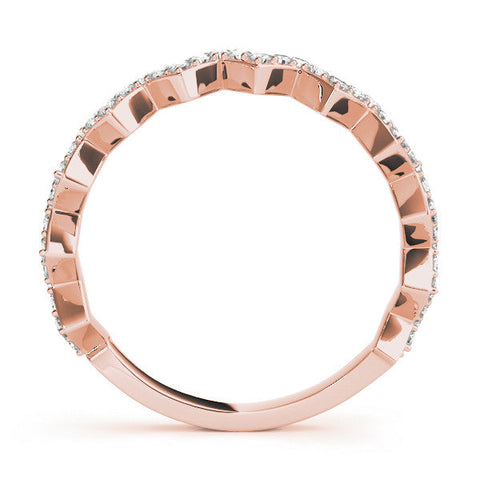 Rose gold Zigzag Diamond Pave Round Eternity Band with Prong Setting
