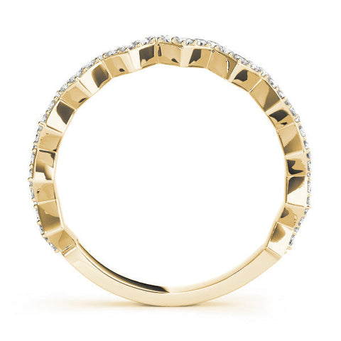 Yellow gold Zigzag Diamond Pave Round Eternity Band with Prong Setting