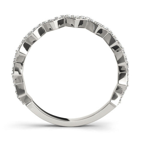 White gold Zigzag Diamond Pave Round Eternity Band with Prong Setting