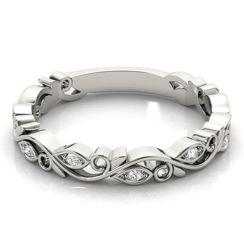 White gold Marquise Diamond Vine Eternity Band with Bezel Setting