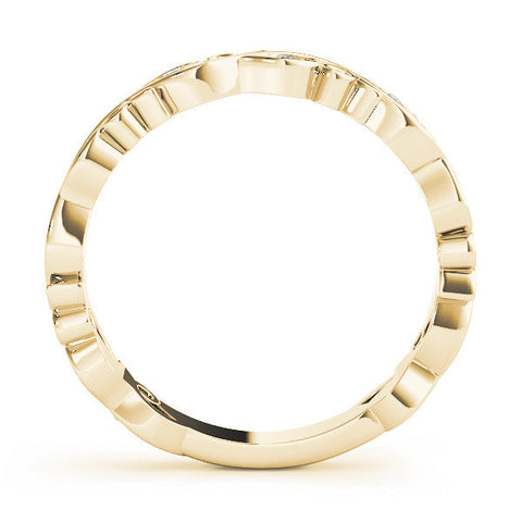 Yellow gold Marquise Diamond Vine Eternity Band with Bezel Setting