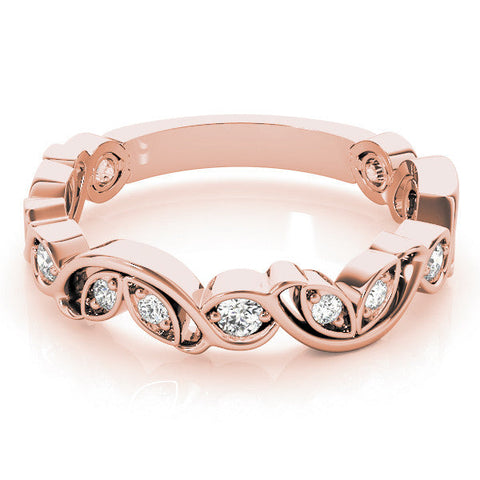 Rose gold Marquise and Round Diamond Infinity Eternity Band with Bezel Setting