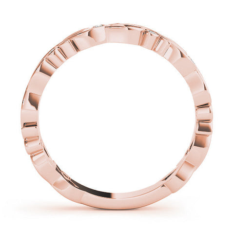 Rose gold Bezel Set Round Diamond Leaf Eternity Band
