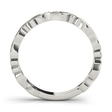 White gold Bezel Set Round Diamond Leaf Eternity Band