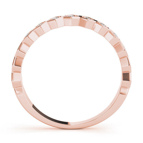 Rose gold Hexagon Pave Diamond Eternity Band with Bezel Setting