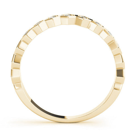 Yellow gold Hexagon Pave Diamond Eternity Band with Bezel Setting