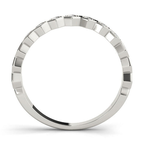 White gold Hexagon Pave Diamond Eternity Band with Bezel Setting