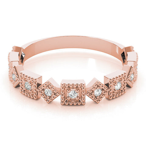 Rose gold Milgrain Square Diamond Eternity Band with Bezel Setting