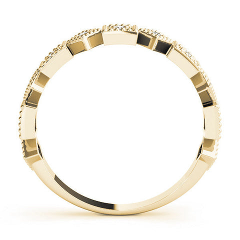 Yellow gold Milgrain Square Diamond Eternity Band with Bezel Setting