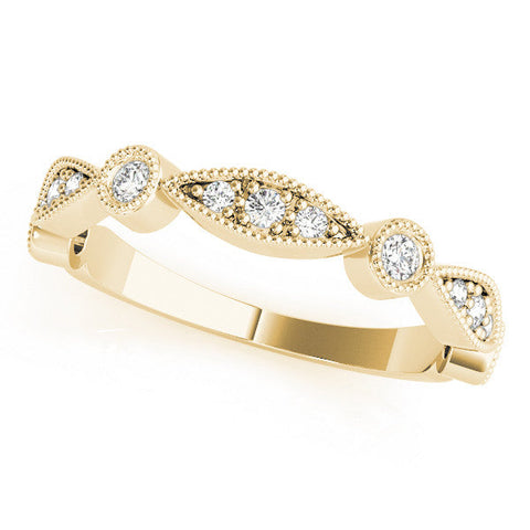 Yellow gold Milgrain Bezel and Marquise Diamond Band