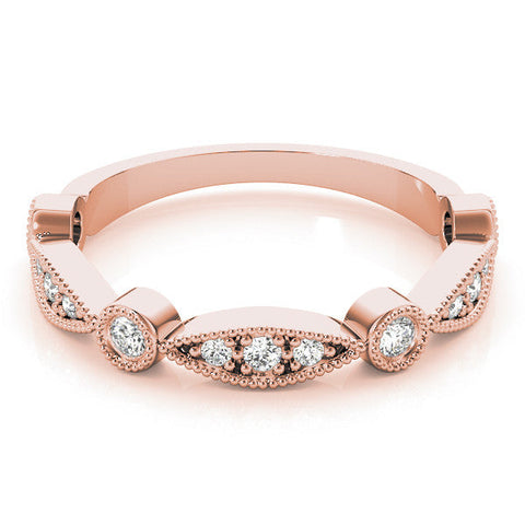 Rose gold Milgrain Bezel and Marquise Diamond Band