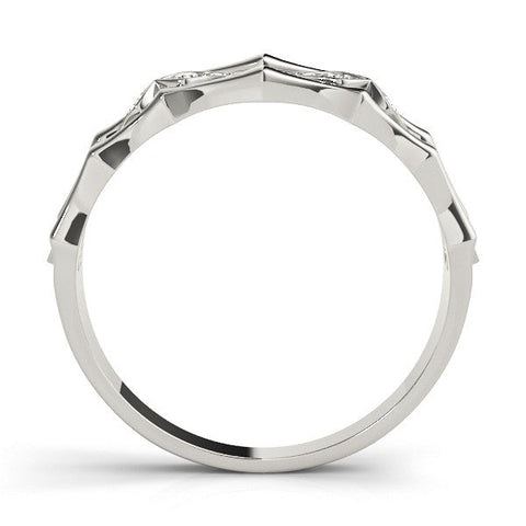 White gold Pavé Round Diamond Eternity Band with Bar Prong Setting
