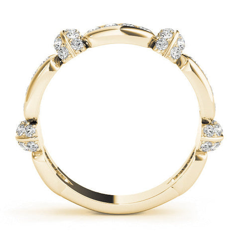 Yellow gold Pavé Round Diamond Link Band with Bezel Setting