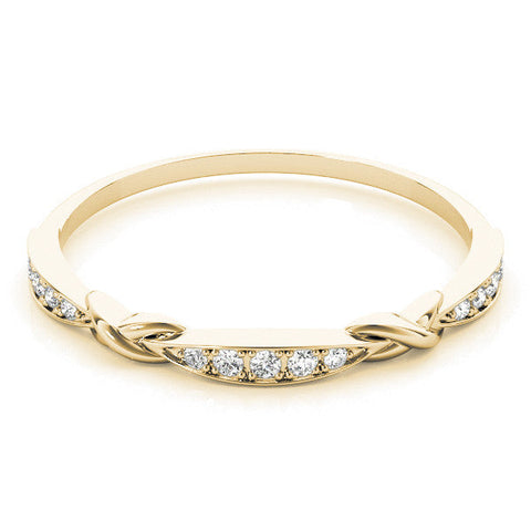 Yellow gold Twisted Diamond Marquise Pavé Band with Shared Prong Setting