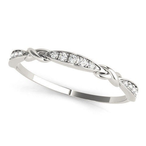 White gold Twisted Diamond Marquise Pavé Band with Shared Prong Setting