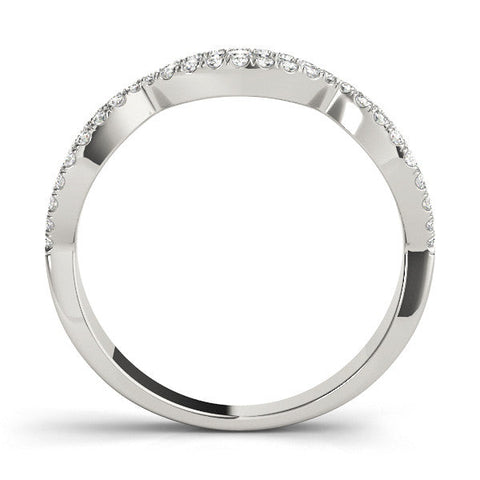 White gold Round Diamond Marquise Halo Twist Band with Pavé Setting