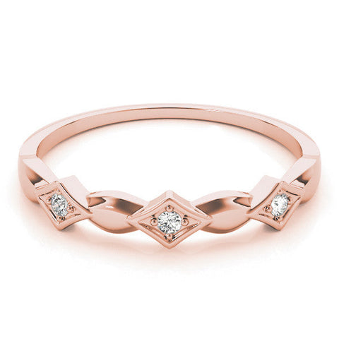 Rose gold Square Diamond Twist Band with Bezel Setting